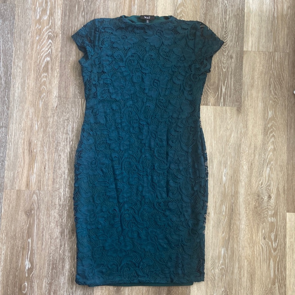 Green floral lace dress
